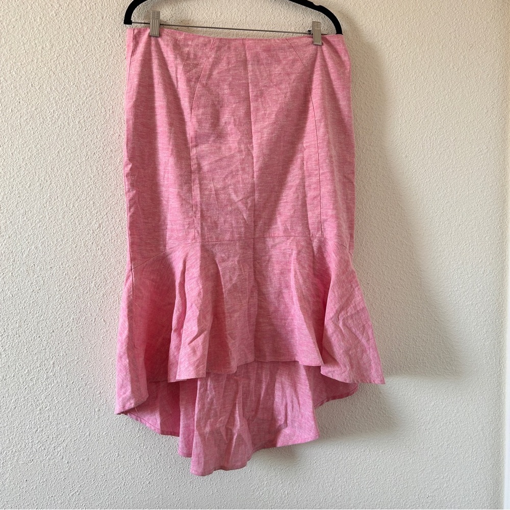 7th Avenue Nyc Linen Blend Midi Mermaid Skirt Women’s 12 Pink Dressy Party Date
